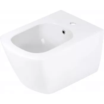 DEANTE Cersanit Crea Wall-Hung Bidet, White Glossy, 1 Tap Hole, Rectangular
