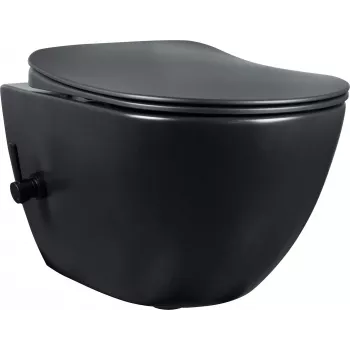 DEANTE Toilet with Bidet Function - with Mixer Tap, Floor-Standing, Rimless, Dual Flush 3/5L, White, Ceramic, Soft-Close Seat