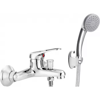 DEANTE Wall-Mounted Bathtub Mixer with Shower Set, Chrome, 2-Hole, Brass, 35mm Ceramic Cartridge
