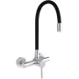 DEANTE Wall-Mounted Kitchen Faucet with Bent Spout, Chrome, Single-Lever Mixer, Brass, 220 mm Reach