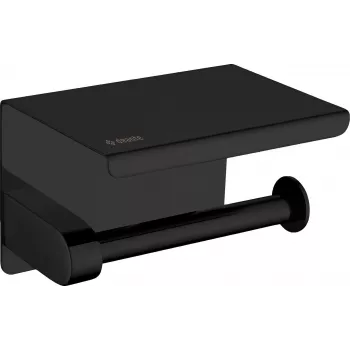 DEANTE Wall Toilet Paper Holder with Shelf - Matte Black, Powder-Coated Steel, Osimo Series