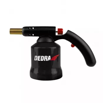 DEDRA 31A020 Gas Cartridge Torch with Piezoelectric Ignition, 1300°C, Anti-Flare, Adjustable Flame, Butane EN417