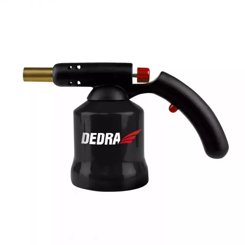 DEDRA 31A020 Gas Cartridge Torch with Piezoelectric Ignition, 1300°C, Anti-Flare, Adjustable Flame, Butane EN417