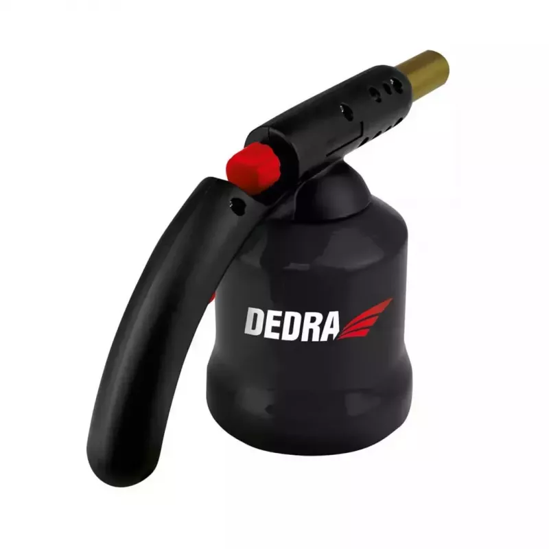 DEDRA 31A020 Gas Cartridge Torch with Piezoelectric Ignition, 1300°C, Anti-Flare, Adjustable Flame, Butane EN417