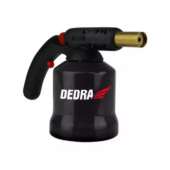 DEDRA 31A020 Gas Cartridge Torch with Piezoelectric Ignition, 1300°C, Anti-Flare, Adjustable Flame, Butane EN417