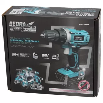 DEDRA DED7040 18V Cordless Impact Drill with 50 Nm Torque, 13 mm Metal Chuck, LED Light