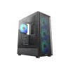 Deepcool CC550 4F Mid Tower Case, 4x 120mm LED Fans, Tempered Glass, Black