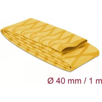 Delock 19605 Heat Shrink Tubing, X-Pattern Non-Slip, 1 m x 40 mm, Yellow