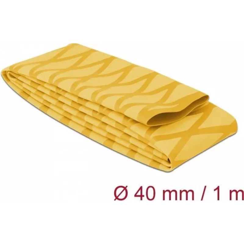 Delock 19605 Heat Shrink Tubing, X-Pattern Non-Slip, 1 m x 40 mm, Yellow