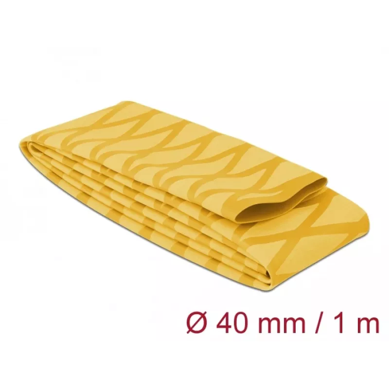 Delock 19605 Heat Shrink Tubing, X-Pattern Non-Slip, 1 m x 40 mm, Yellow