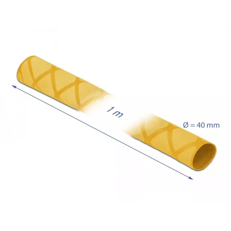 Delock 19605 Heat Shrink Tubing, X-Pattern Non-Slip, 1 m x 40 mm, Yellow