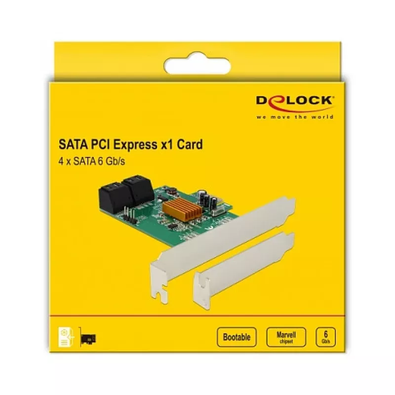 DeLOCK 4 Port SATA 6Gb/s PCIe 2.0 x1 Controller Card with Marvell 88SE9215