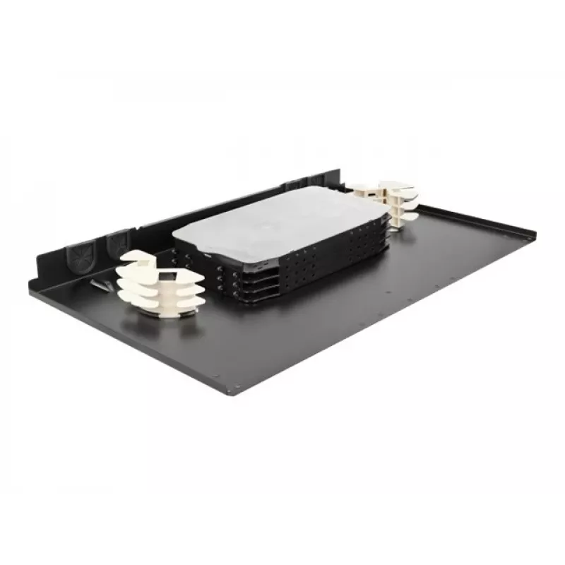 Delock 43350 19 inch 2U Rack Mount Fiber Optic Splice Box, 96 Fibers, LC Duplex, Black