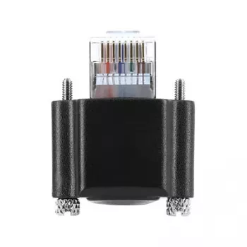Delock 4m GigE Camera Cable Cat.6 S/FTP RJ45 90° Angled Screw Lock to RJ45 Straight - Black