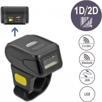 DeLOCK 90508 Portable 1D/2D Barcode Scanner with USB, 2.4 GHz RF, and Bluetooth 4.1