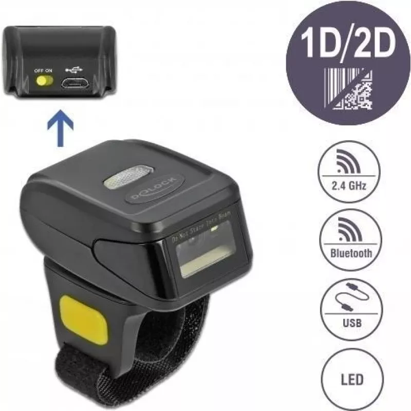 DeLOCK 90508 Portable 1D/2D Barcode Scanner with USB, 2.4 GHz RF, and Bluetooth 4.1