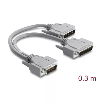 Delock RS-232 Serial Y-Splitter Cable LFH D-Sub HD 60-Pin Male to 2x D-Sub 25-Pin Male 0.3m Grey