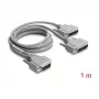 Delock Adapter Y-Cable Serial RS-232 LFH D-Sub HD 60 Pin Male to 2x D-Sub 25 Pin Male, 1 m, Grey