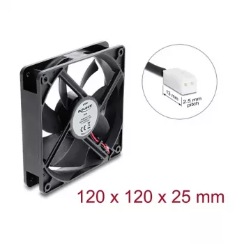 Delock Axial Fan 48 V DC 120 x 120 x 25 mm 2-Pin Connector Black