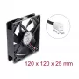 Delock Axial Fan 48 V DC 120 x 120 x 25 mm 2-Pin Connector Black
