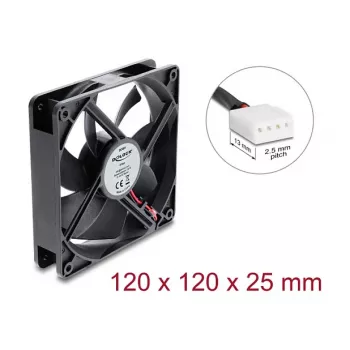 Delock Axial Fan 48 V DC, 120 x 120 x 25 mm, 4-Pin PWM, Black