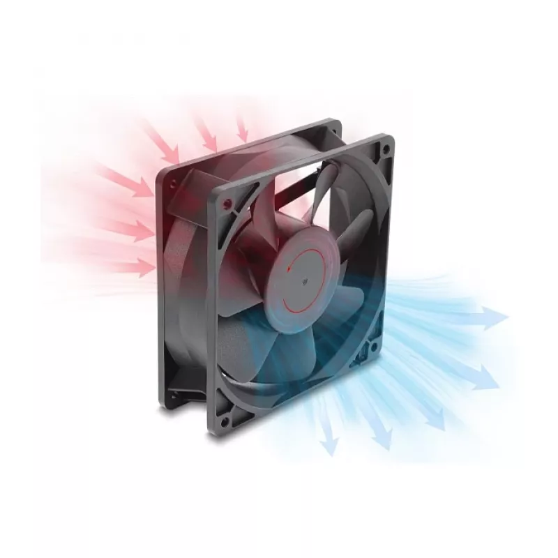 Delock Axial Fan 48 V DC, 120 x 120 x 38 mm with 2-Pin Fan Connector, Black