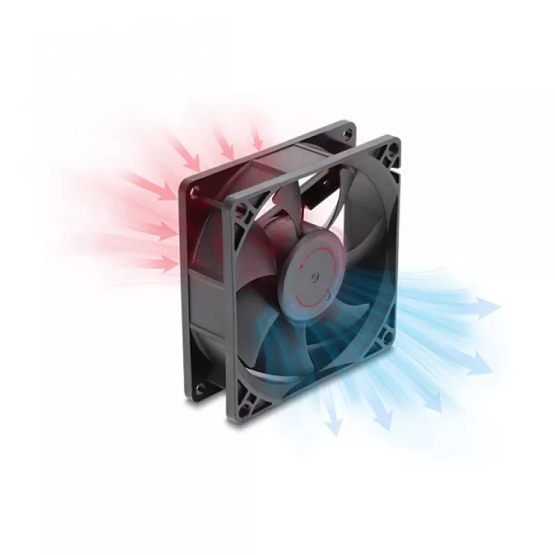 Delock Axial Fan 80mm 48V DC 4-Pin PWM Ball Bearing Black