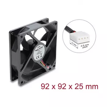 Delock Axial Fan 48 V DC 92x92x25 mm 4-Pin PWM (67452), Black