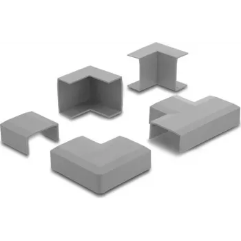 Delock Cable Channel Connector for 40 x 19 mm Duct, 5-Piece Set, Grey 22110