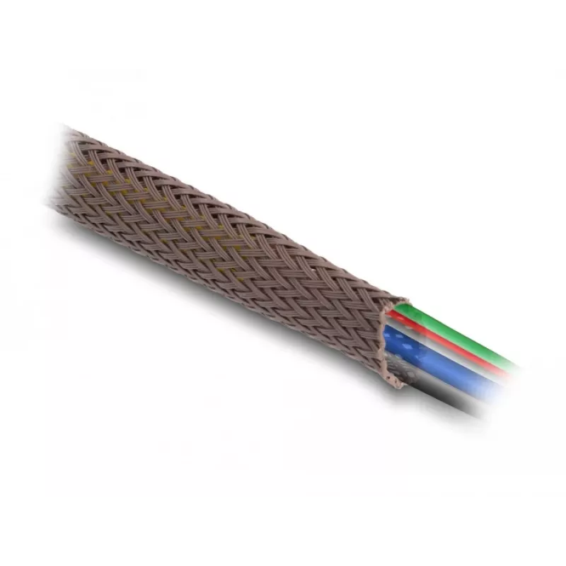 Delock Cable Management Sleeve, 12 mm, Braided, Rodent Resistant, Stretchable, 5 m, Brown