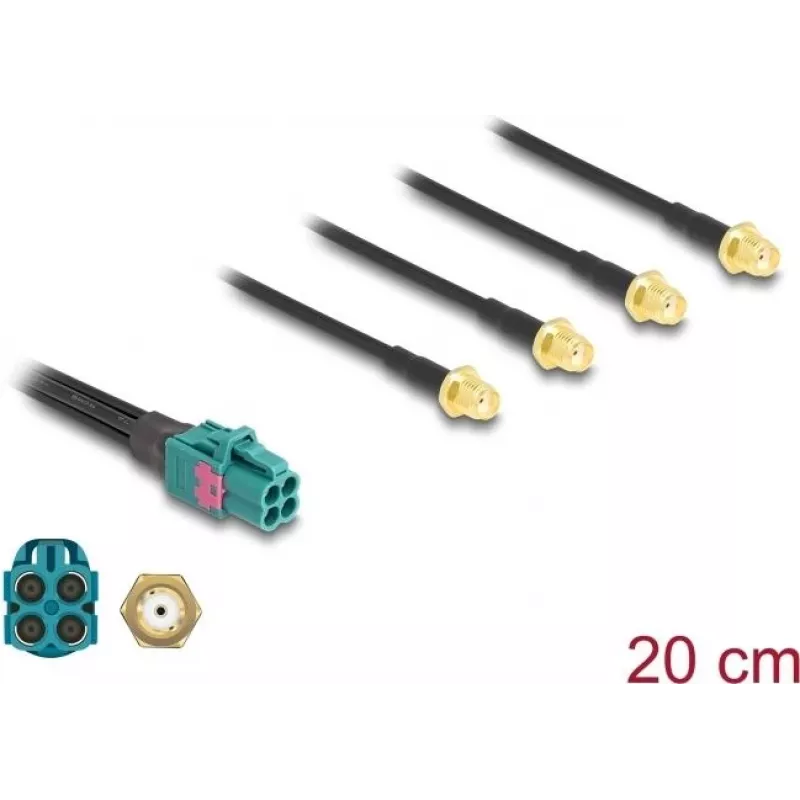 Delock Cable Mini FAKRA Z Female Quad to 4 x SMA Male 0.2 m RG-174 90283
