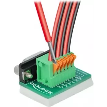 Delock D-Sub 9 Female to 6-Pin Terminal Block Adapter with Thumbscrews and Push Button 66556