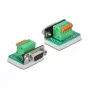 Delock D-Sub 9 Female to 6-Pin Terminal Block Adapter with Thumbscrews and Push Button 66556