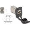 Delock D-Type RJ45 Panel Mount Jack Cat.6A STP with LSA Termination and IP66 Protective Cap