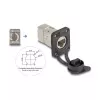 Delock D-Type RJ45 Panel Mount Jack Cat.6A STP with LSA Termination and IP66 Protective Cap