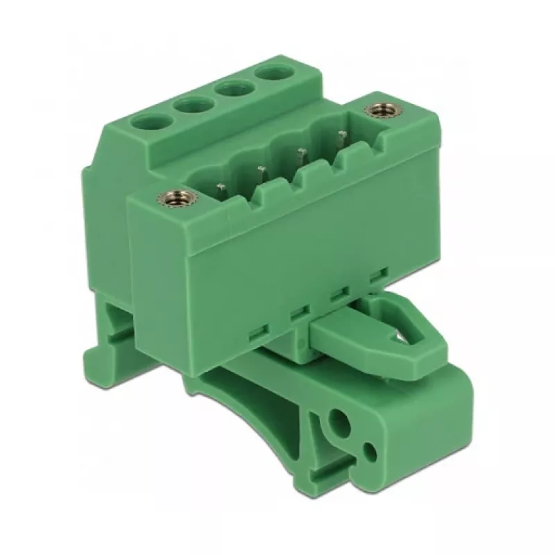 DELOCK DIN Rail Terminal Block Set 4-Pin with Screw Locking, 800 V, 32 A, Grey