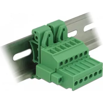 DELOCK DIN Rail Terminal Block Set, 6-Pin, Screw Connection, Gray