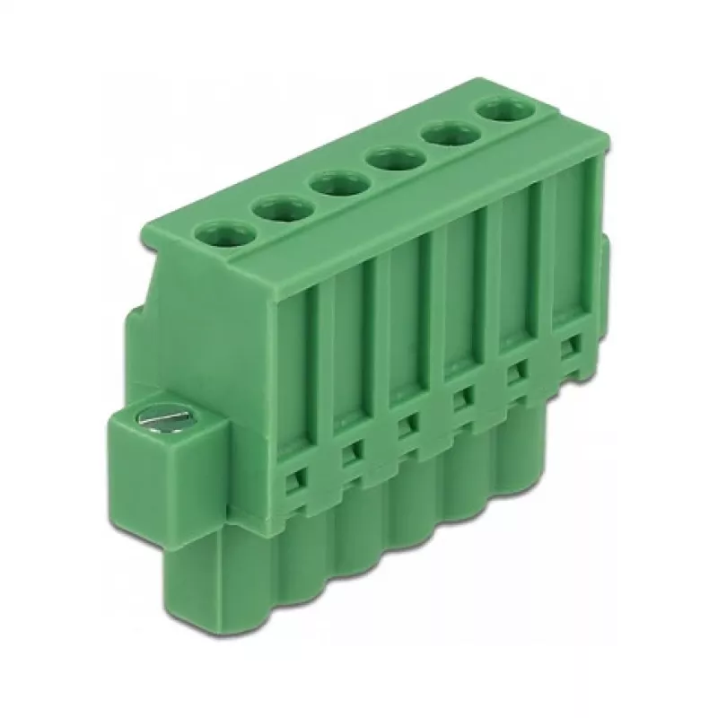 DELOCK DIN Rail Terminal Block Set, 6-Pin, Screw Connection, Gray