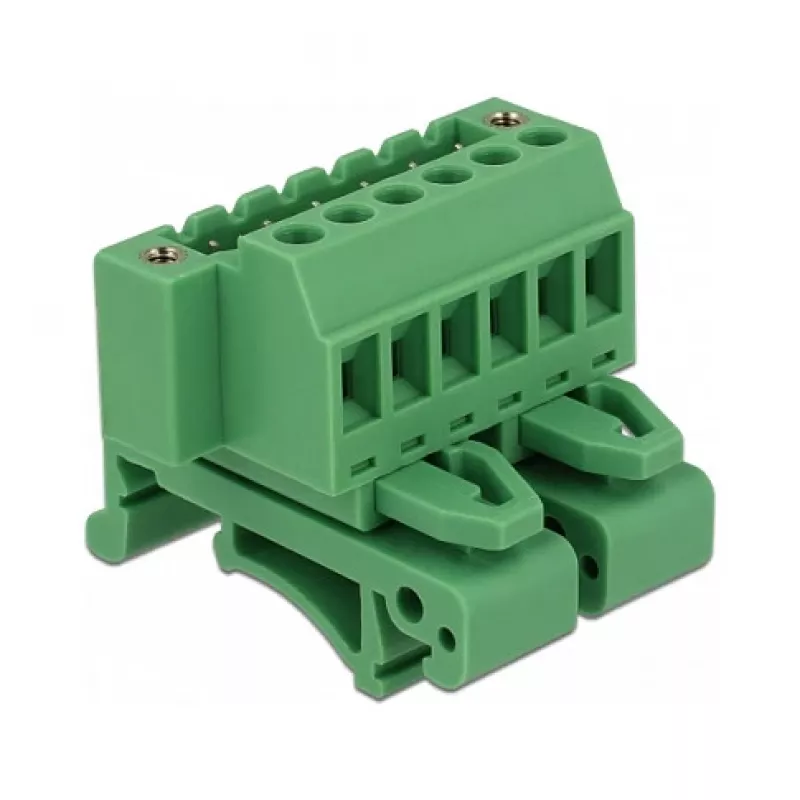 DELOCK DIN Rail Terminal Block Set, 6-Pin, Screw Connection, Gray