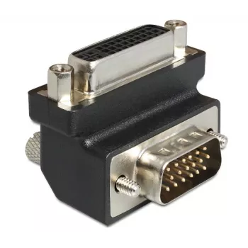 Delock DVI-I 24+5 Pin Female to VGA 15 Pin Male 90° Angled Adapter – Black 65425