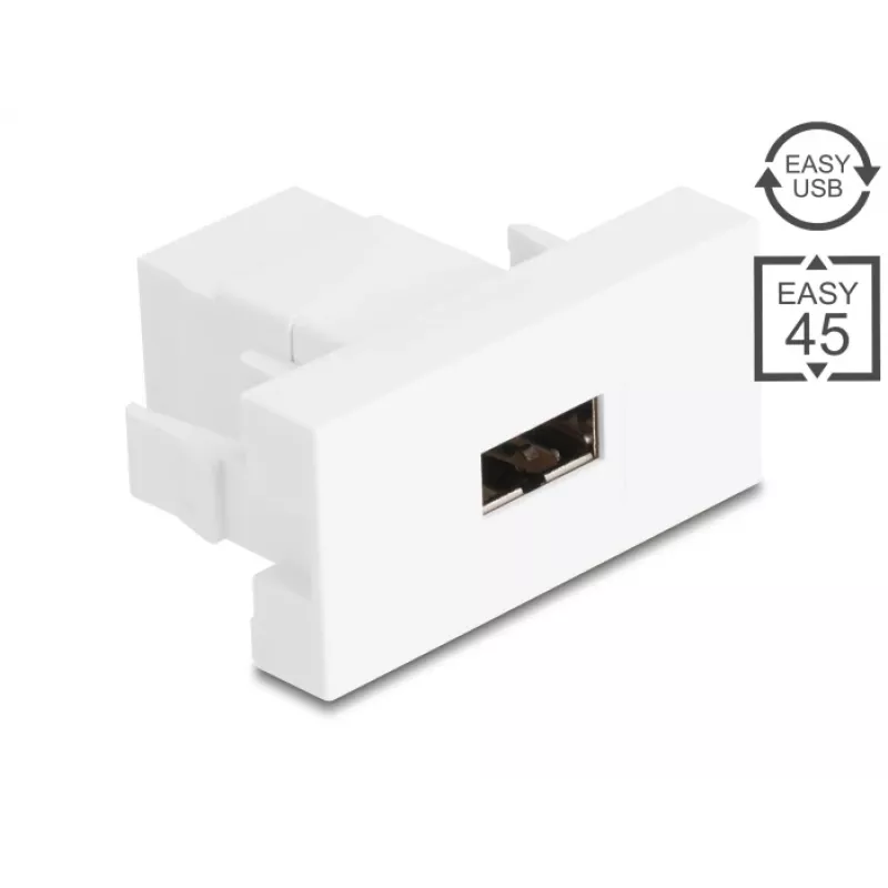Delock Easy 45 Module EASY-USB 2.0 Type-A Female to EASY-USB Type-A Female White 90866