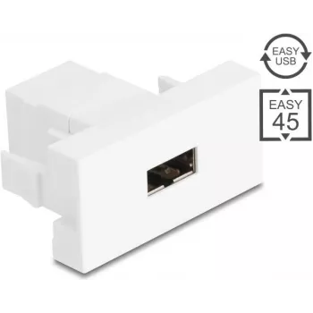 Delock Easy 45 Module EASY-USB 2.0 Type-A Female to EASY-USB Type-A Female White 90866