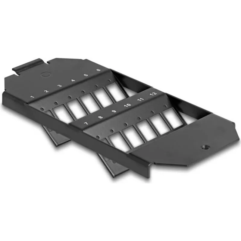 Delock Fiber Optic Mounting Bracket for Floor Tank 12 Port SC Simplex / LC Duplex Couplers Black 88162