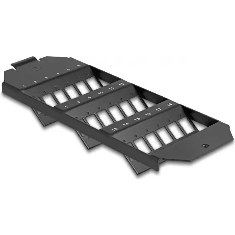 Delock Fiber Optic Mounting Bracket for Floor Tank 18 Port for SC Simplex / LC Duplex Couplers Black (88163)