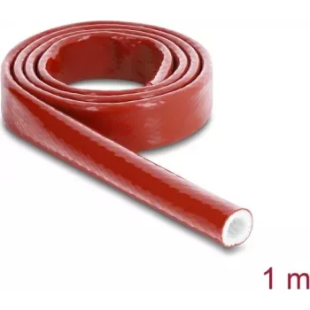 Delock Fire-Resistant Silicone Coated Fiberglass Protection Sleeve 1 m x 10 mm Red 19093