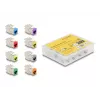 Delock Keystone Module RJ-45 Female to LSA Female STP CAT 6a, 8-Pack (Grey, Blue, Yellow, Red, Green, Orange, Violet, Neon Yellow) 87896