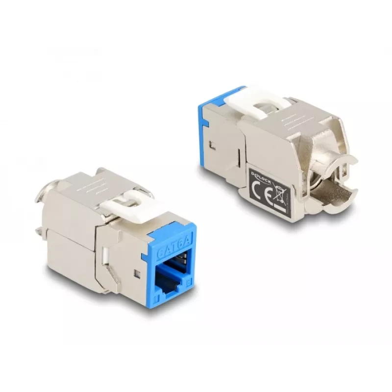 Delock Keystone Module RJ-45 Female to LSA Female STP CAT 6a, 8-Pack (Grey, Blue, Yellow, Red, Green, Orange, Violet, Neon Yellow) 87896