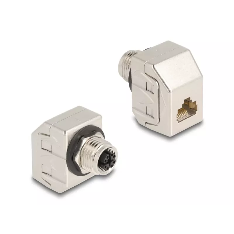 Delock M12 Adapter X-Coded 8-Pin Female to RJ45 Female Cat.6A STP Metal 60685