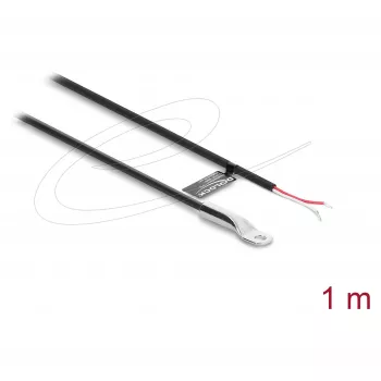 Delock M4 NTC Thermistor Temperature Sensor Cable with 2 Open Ends, 10 kOhm, B25/85 3977K, 1 m, PVC, Black