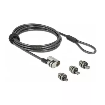 Delock Navilock Notebook Security Cable with 3 Locking Heads for Kensington, Noble Wedge and Nano Slot (20676)